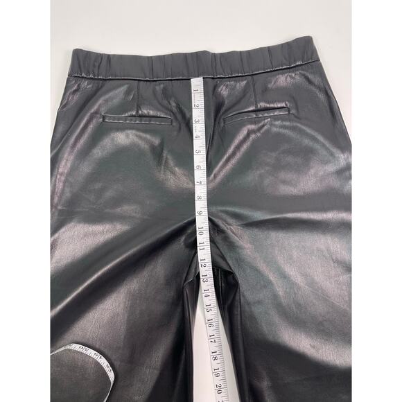 Chico’s Black Faux Leather Lace Hem Cropped Trousers Pants Size 10 Petite - Picture 13 of 13